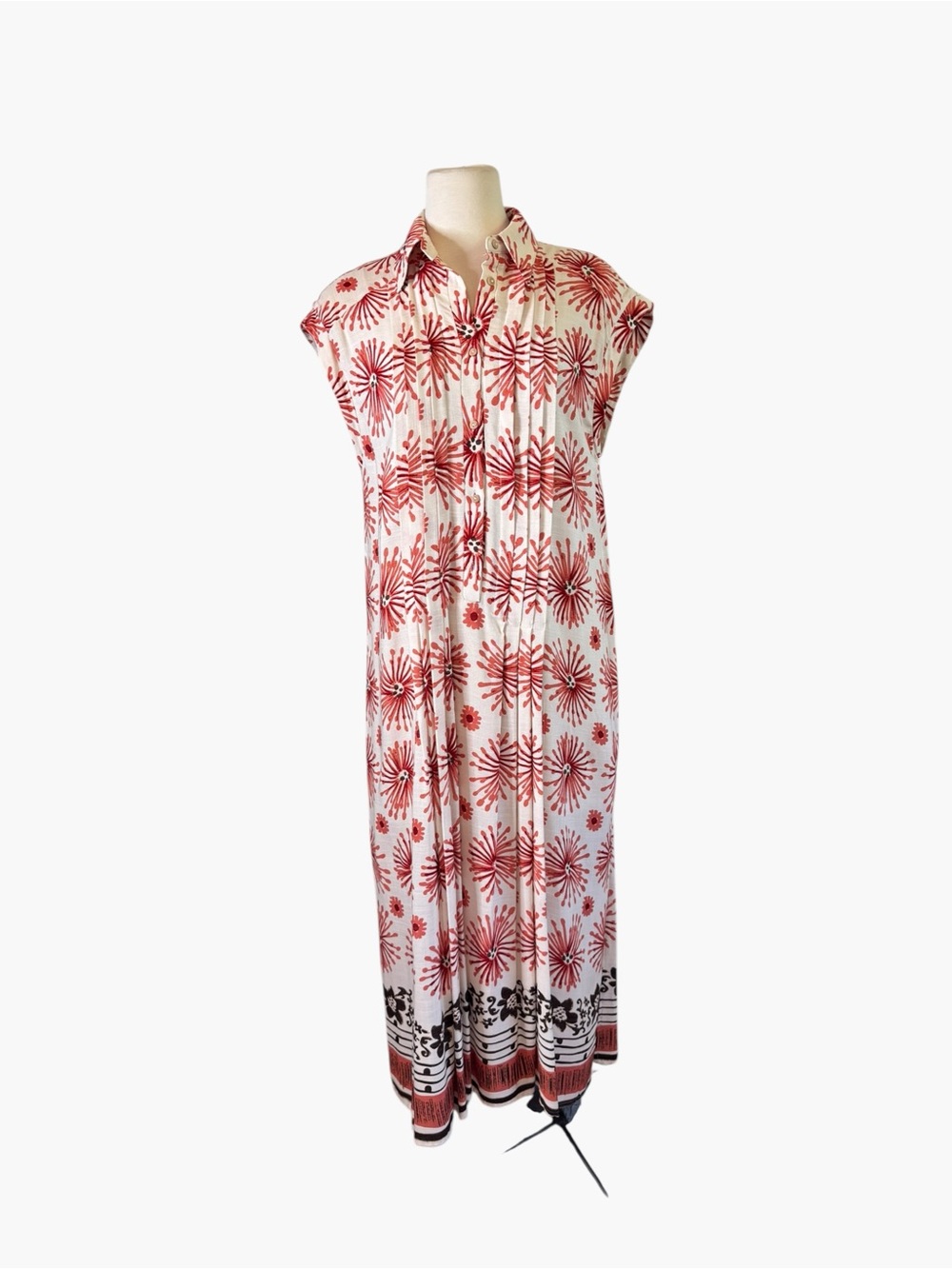 Umgee Cream Maxi Dress with Red Floral Print